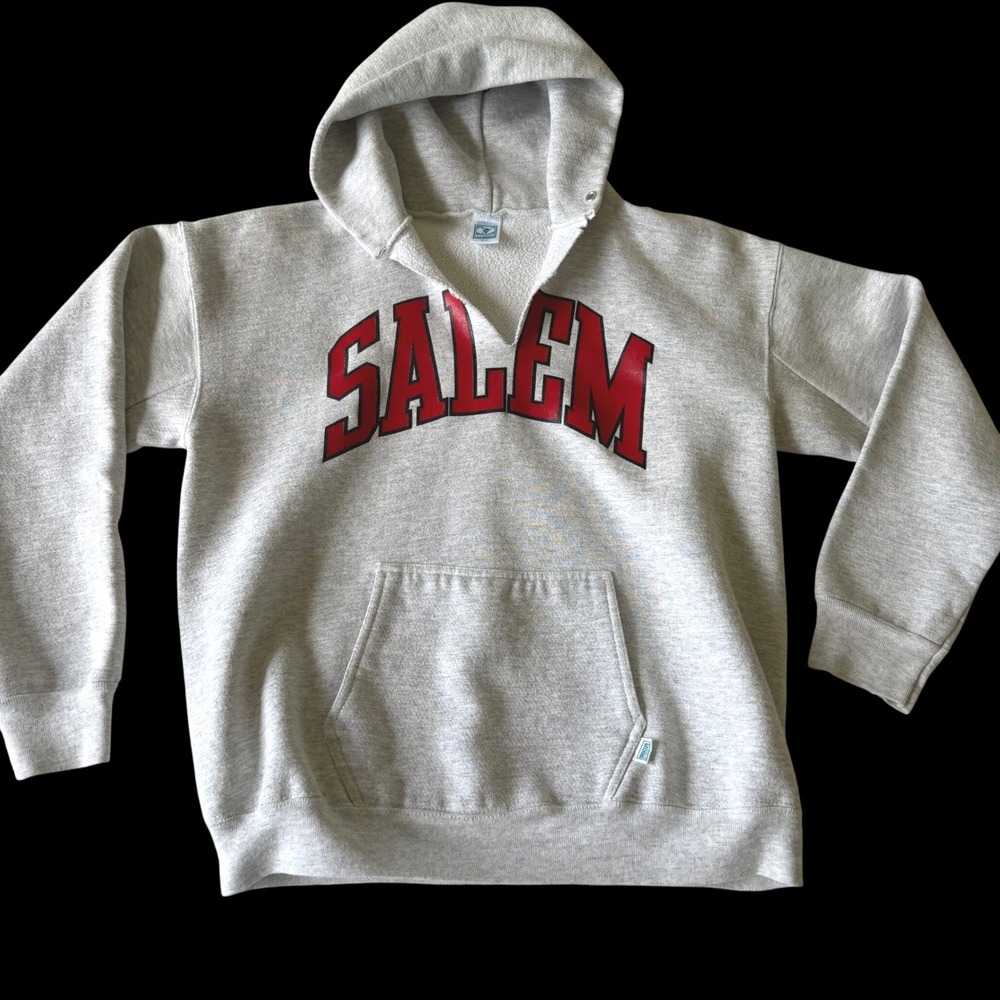 90's Discus Winston Salem Hoodie Gray Red Collegiate‎ Pullover Unisex Large